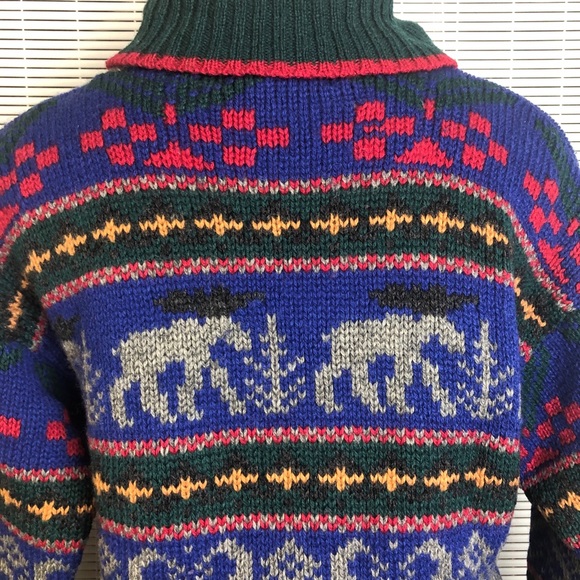 Eddie Bauer Moose Turtleneck Knit Wool Sweater - Picture 2 of 9